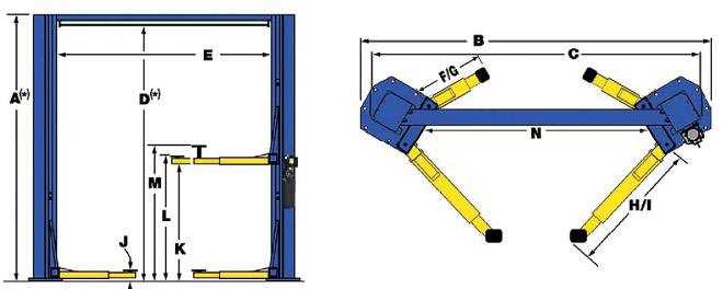 BendPak XPR10ACX Two Post Lift Dimensions BendPak XPR10ACX Two Post Lift Dimensions