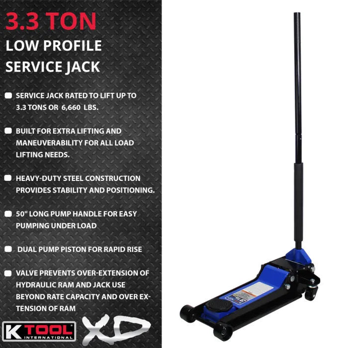 K Tool KTIXD63133 Heavy-Duty Low-Profile 3.33 Ton Floor Jack