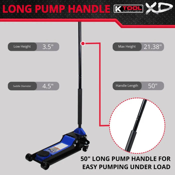 K Tool KTIXD63133 Heavy-Duty Low-Profile 3.33 Ton Floor Jack