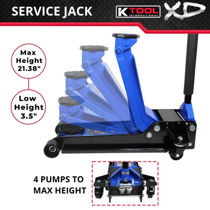 K Tool KTIXD63133 Heavy-Duty Low-Profile 3.33 Ton Floor Jack